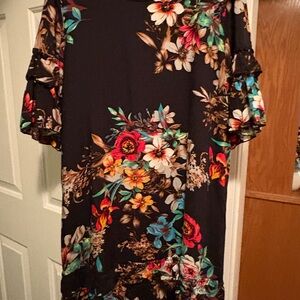 JODIFL Black Dress with Colorful Floral Design